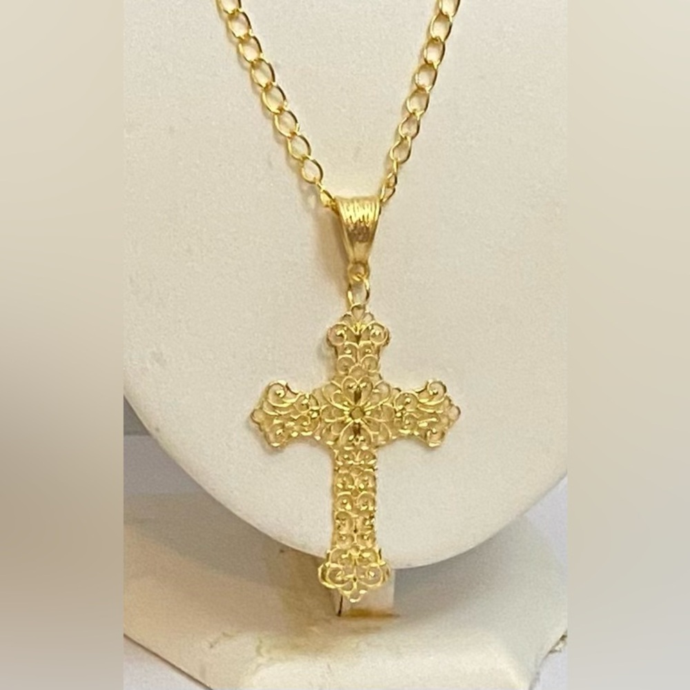 COPY NEW Large Gold filigree Cross pendant